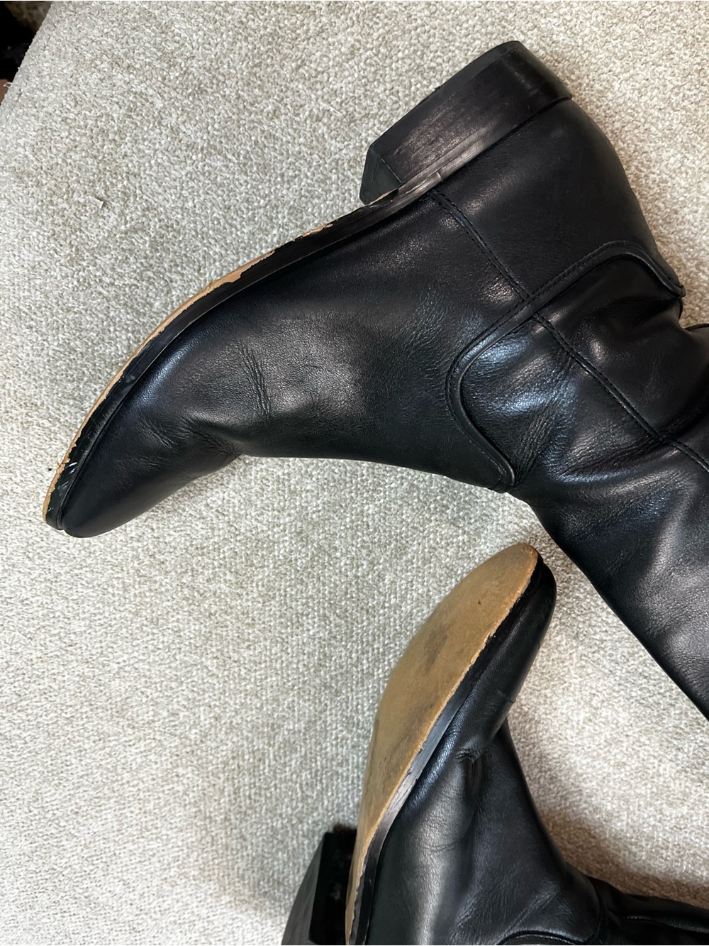 Women's Coach Linette 7 Black Leather Knee-High Riding Boots - Picture 5 of 13